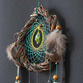 Gemstone Dreamcatcher 6" Handmade โข Willow Hoop & Natural Feathers โข Healing Crystals Wall Hanging โข Earthy Tones Boho Decor